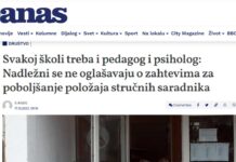 Вест о Иницијативи за унапређење статуса, положаја и улоге школских педагога објављена у дневном листу Данас